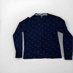 Lacoste Navy Waffle Knit Long Sleeve Pullover Sleepwear Men's Pajama Top Size M
